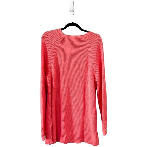 J. Jill Relaxed Knit Crew Neck Summer Sweater Coral Orange XL Petite - Picture 2 of 4